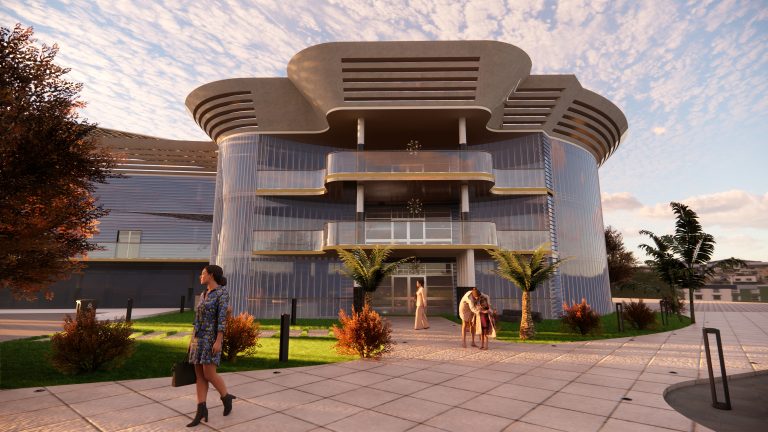 Classic Exterior Design & 3D Architecture of Shopping Complex with corporate offices for Year 2025 by Architects of Hardbone International Pvt. Ltd. Islamabad, Pakistan.